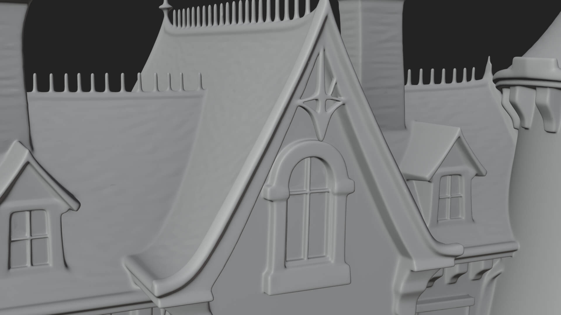 Victorian Spire Mansion Model Design 6 3D Print Model 3D Model
