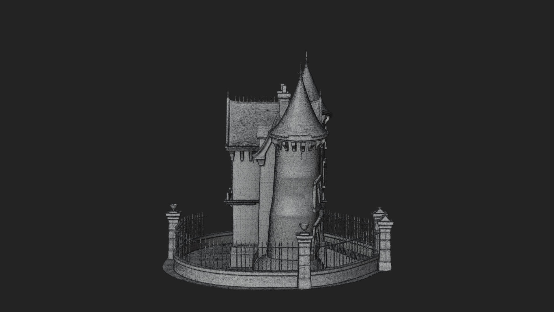 Victorian Spire Mansion Model Design 6 3D Print Model 3D Model