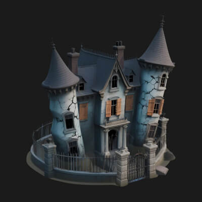 Victorian Spire Mansion Model Design 6 3D Print Model