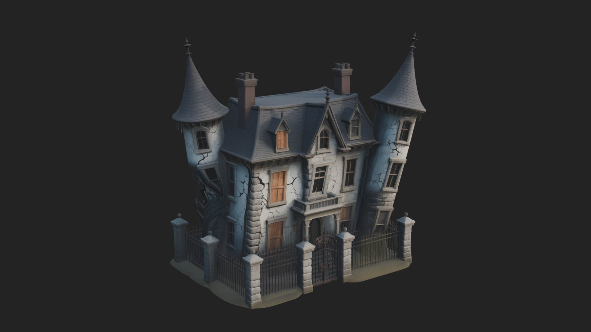 Victorian Spire Mansion Model Design 7 3D Print Model 3D Model