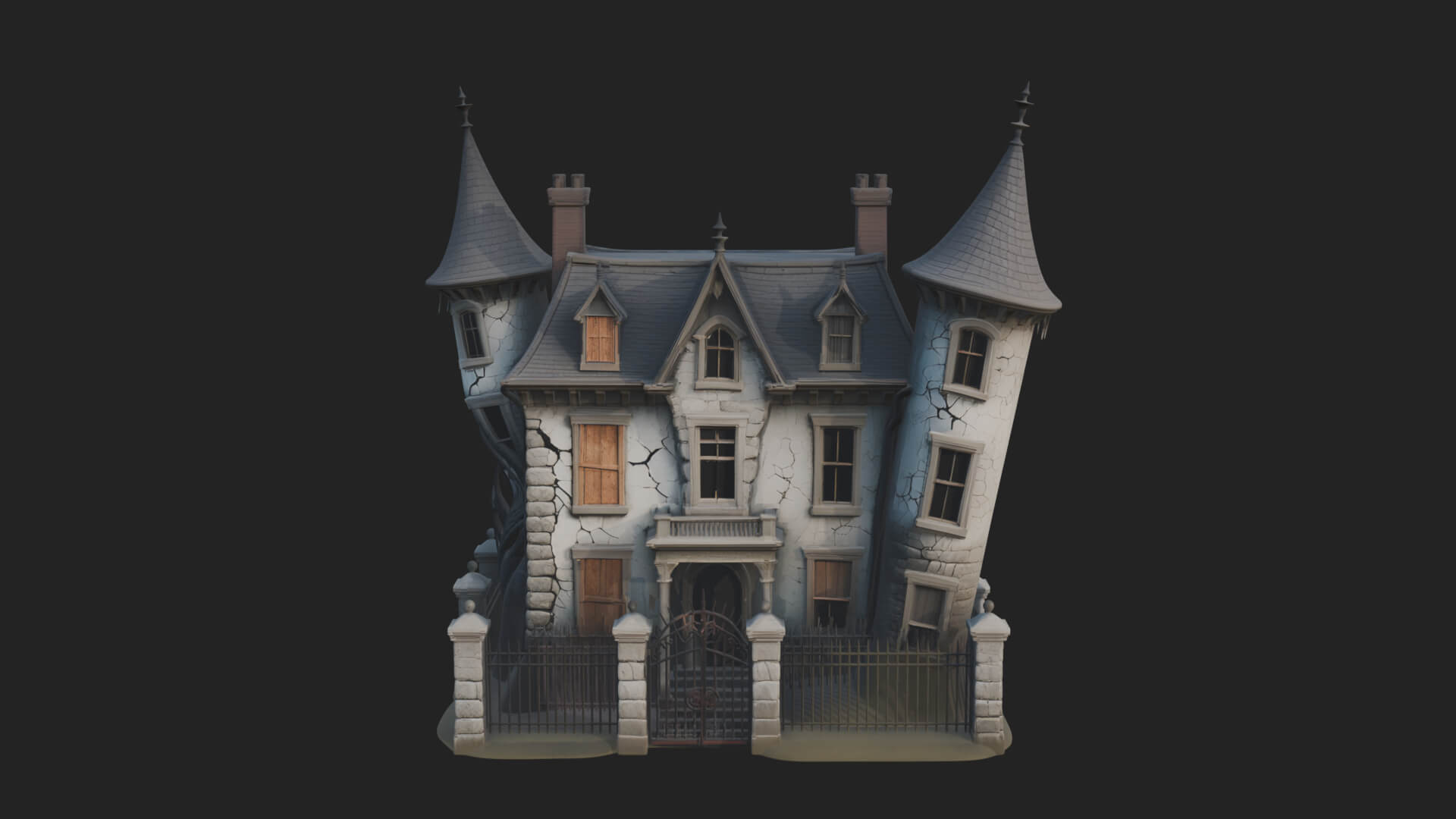 Victorian Spire Mansion Model Design 7 3D Print Model 3D Model