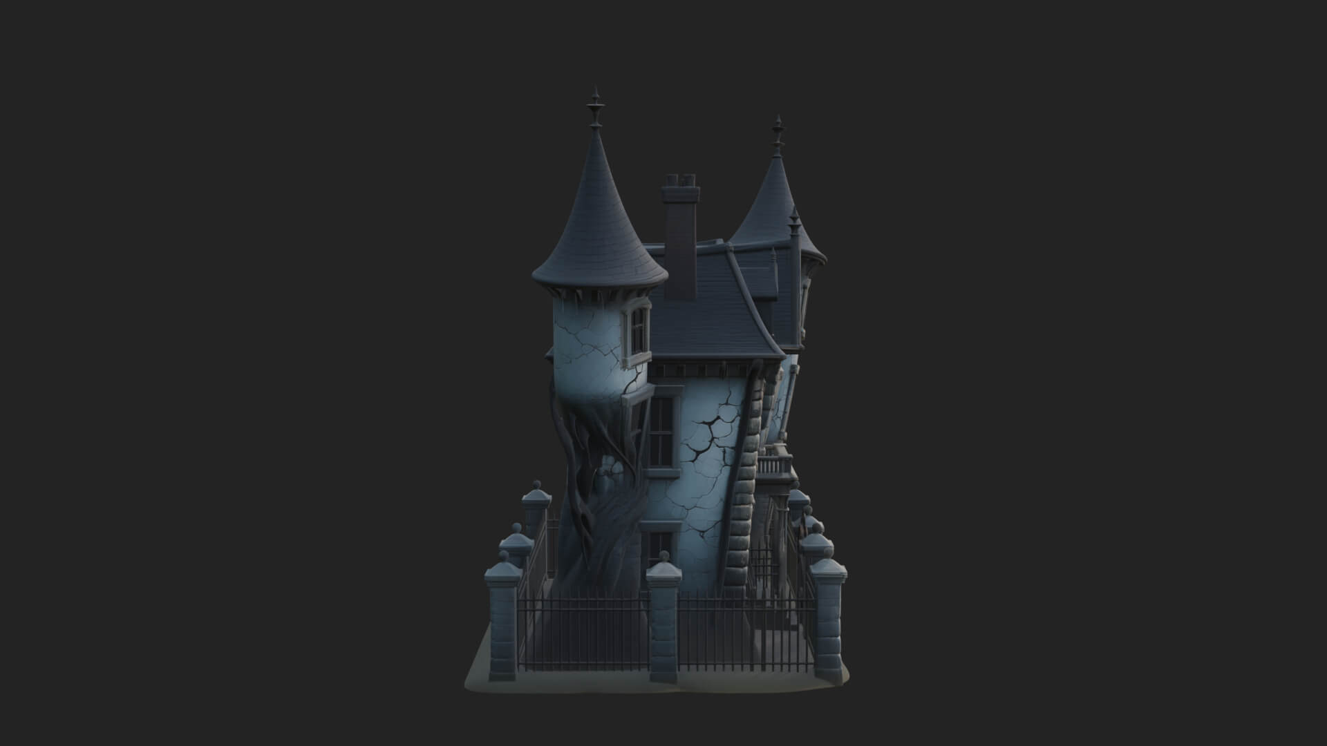 Victorian Spire Mansion Model Design 7 3D Print Model 3D Model