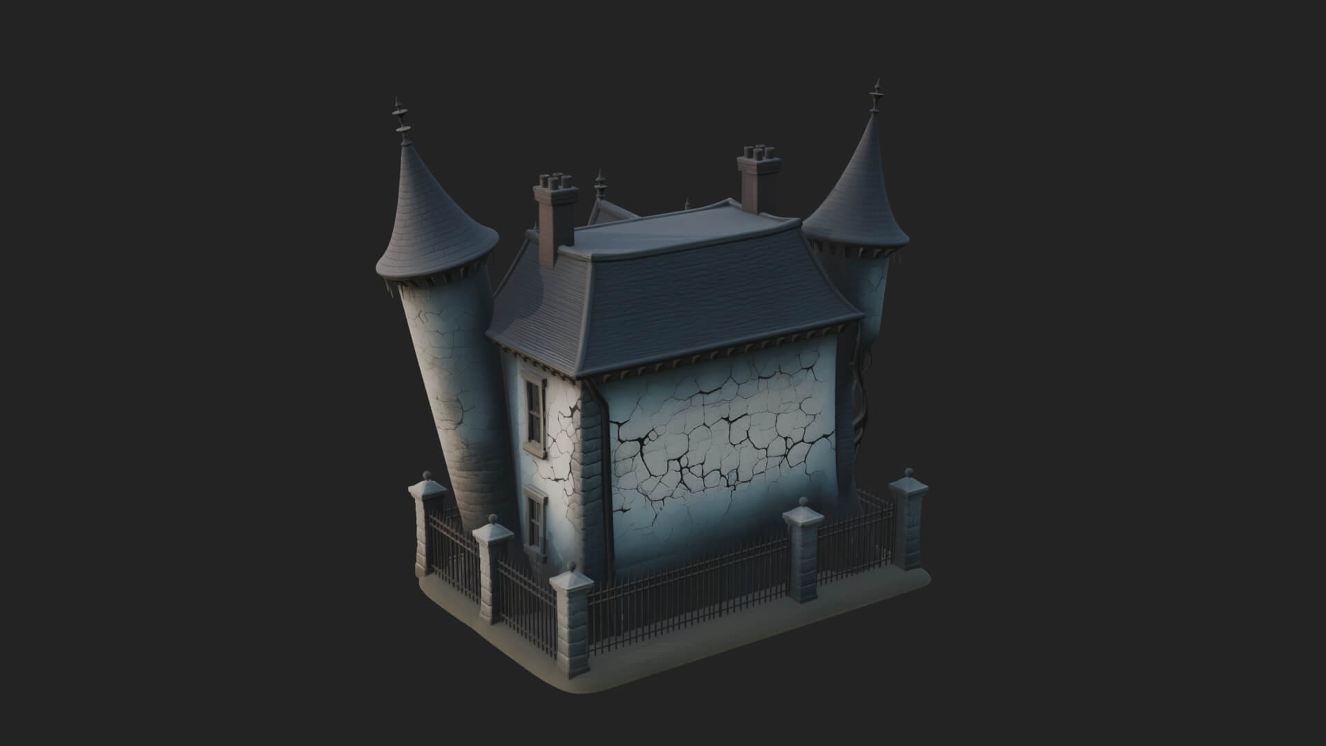 Victorian Spire Mansion Model Design 7 3D Print Model 3D Model
