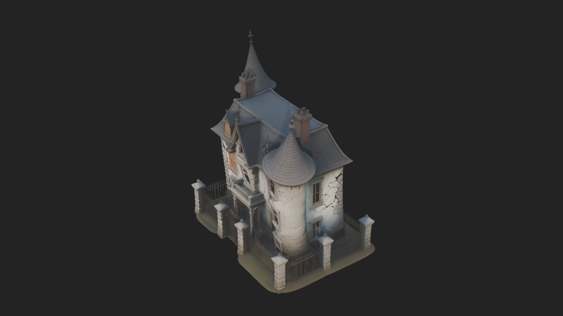 Victorian Spire Mansion Model Design 7 3D Print Model 3D Model