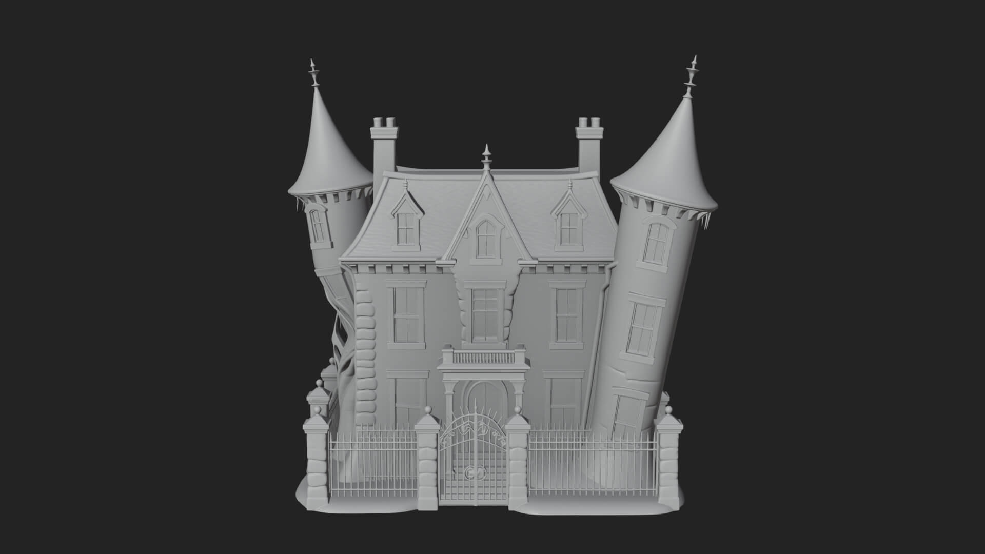 Victorian Spire Mansion Model Design 7 3D Print Model 3D Model