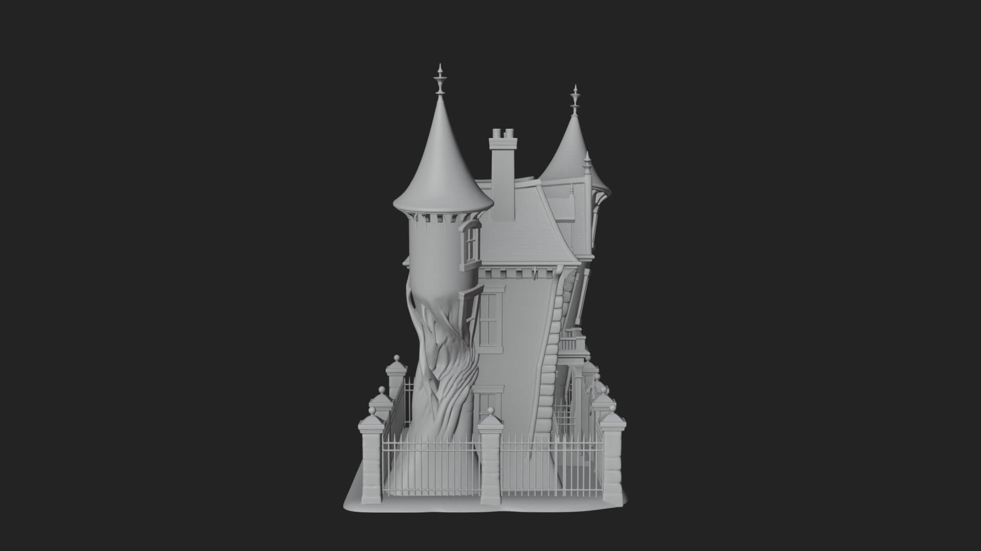 Victorian Spire Mansion Model Design 7 3D Print Model 3D Model