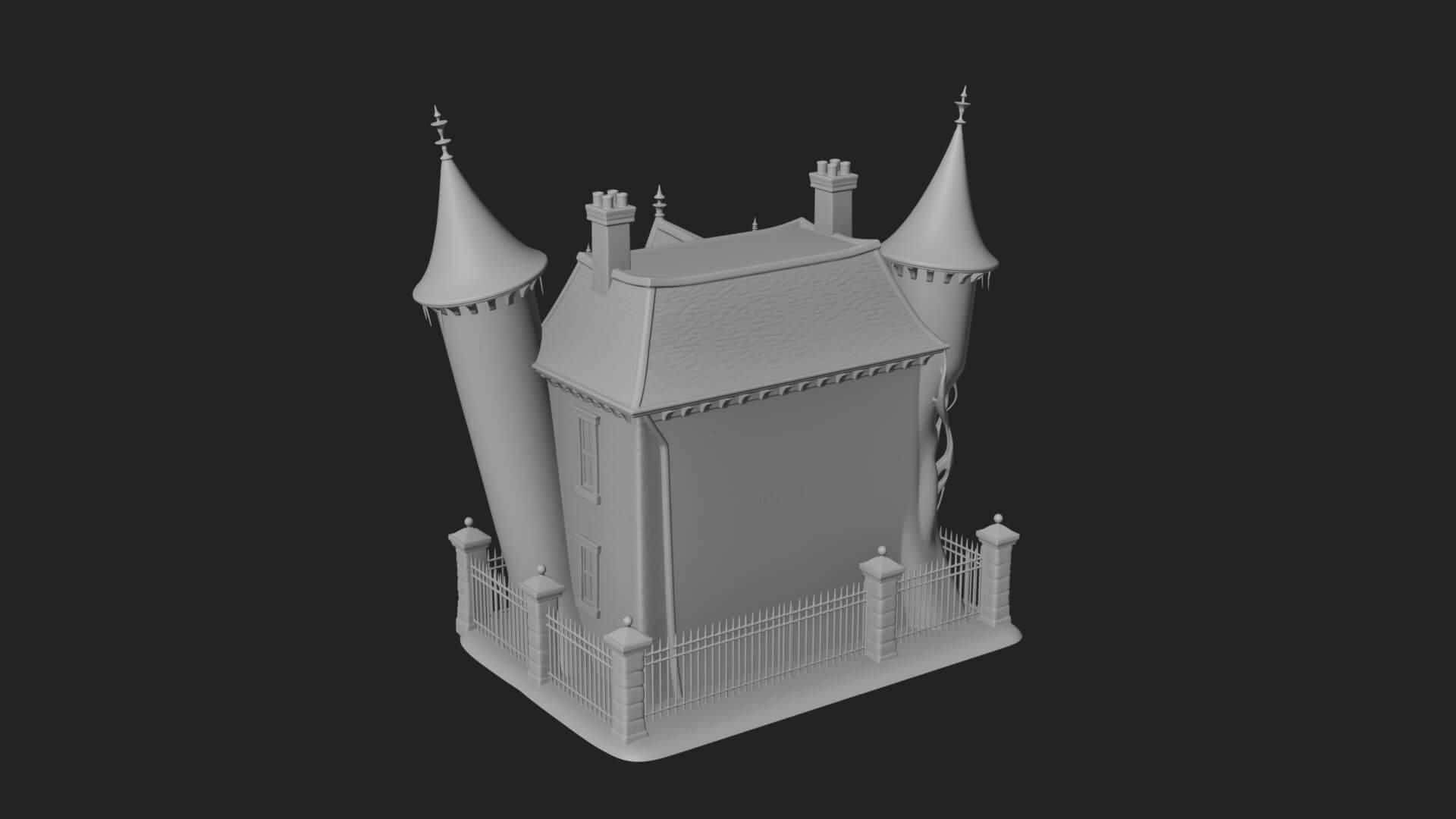 Victorian Spire Mansion Model Design 7 3D Print Model 3D Model