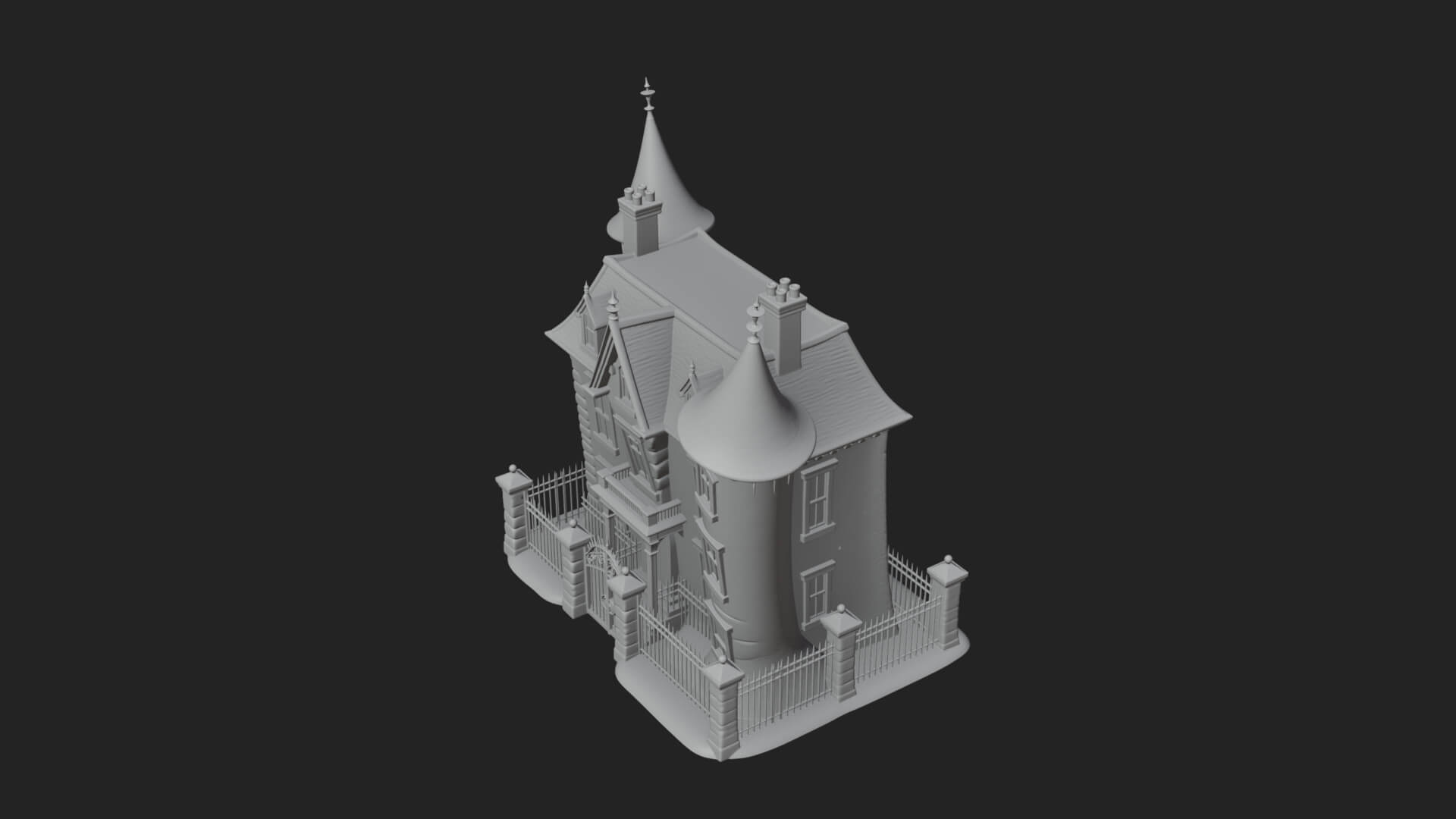 Victorian Spire Mansion Model Design 7 3D Print Model 3D Model