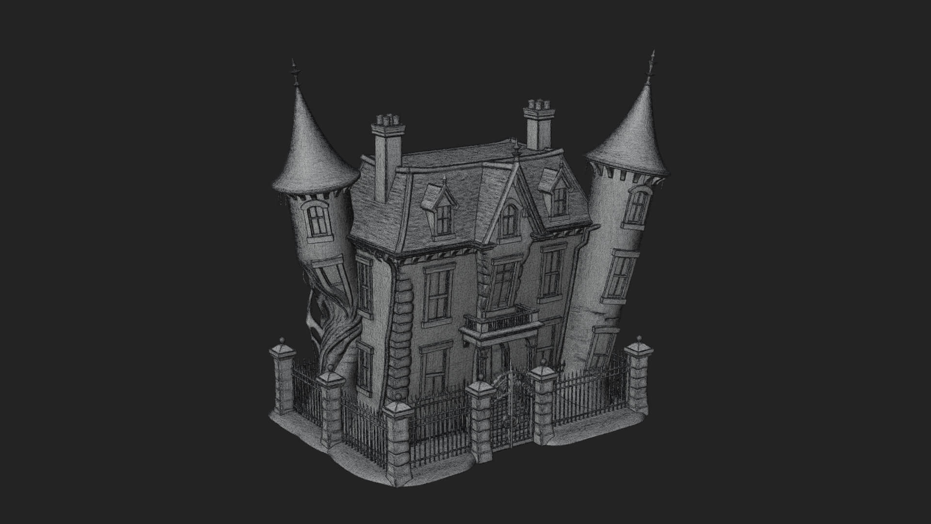 Victorian Spire Mansion Model Design 7 3D Print Model 3D Model