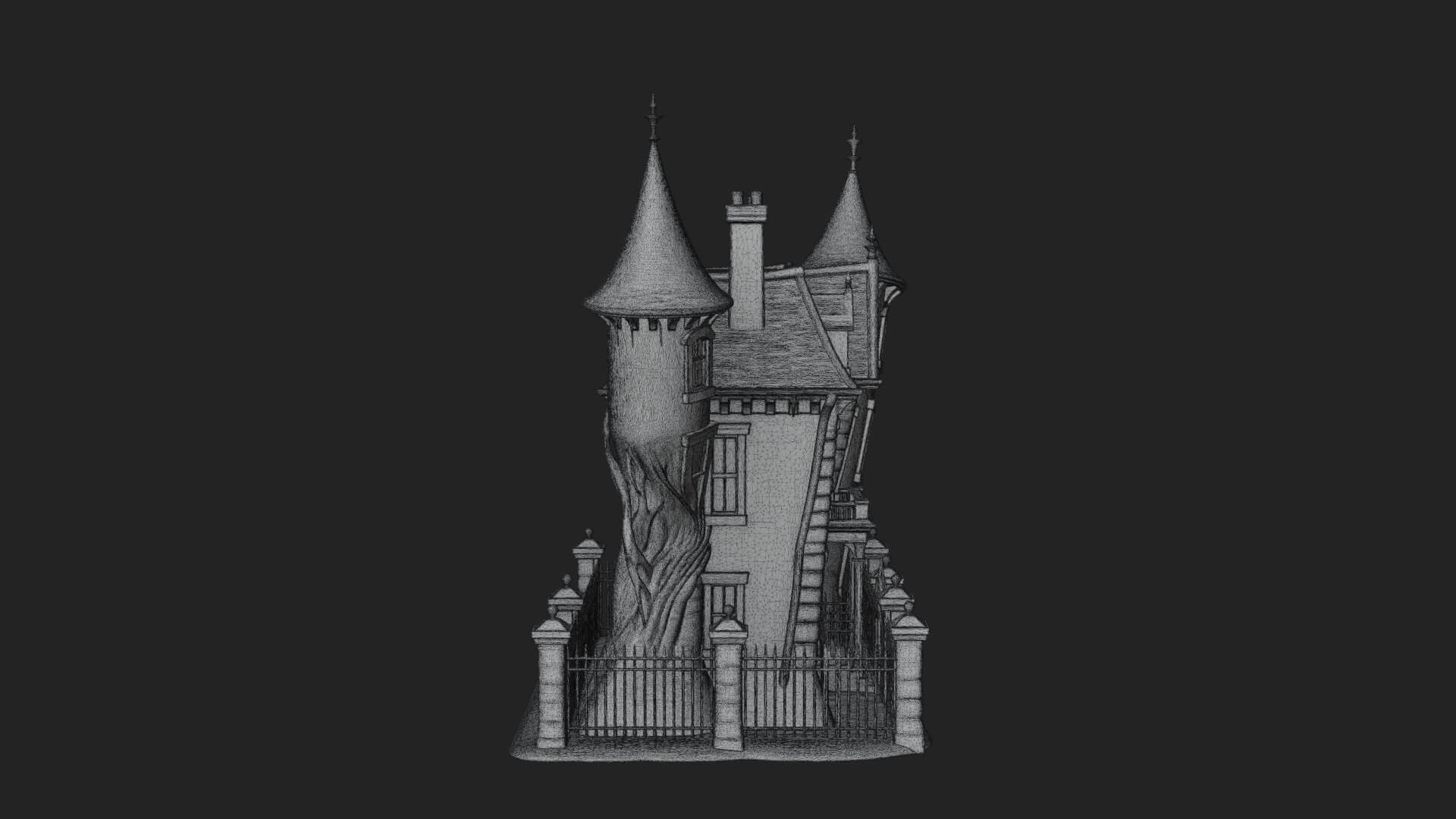 Victorian Spire Mansion Model Design 7 3D Print Model 3D Model