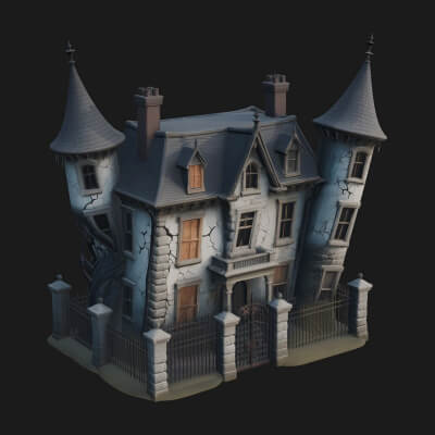 Victorian Spire Mansion Model Design 7 3D Print Model