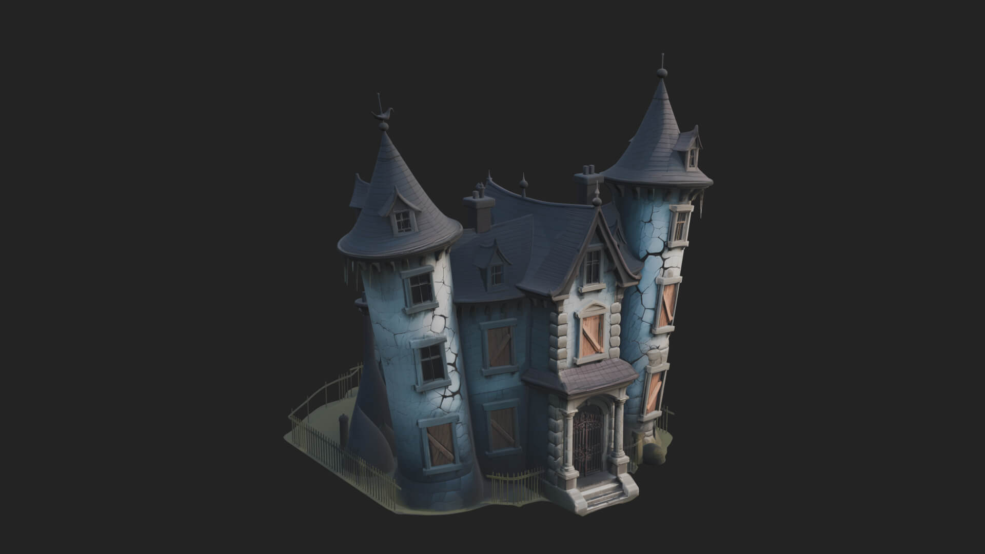 Victorian Spire Mansion Model Design 8 3D Print Model 3D Model