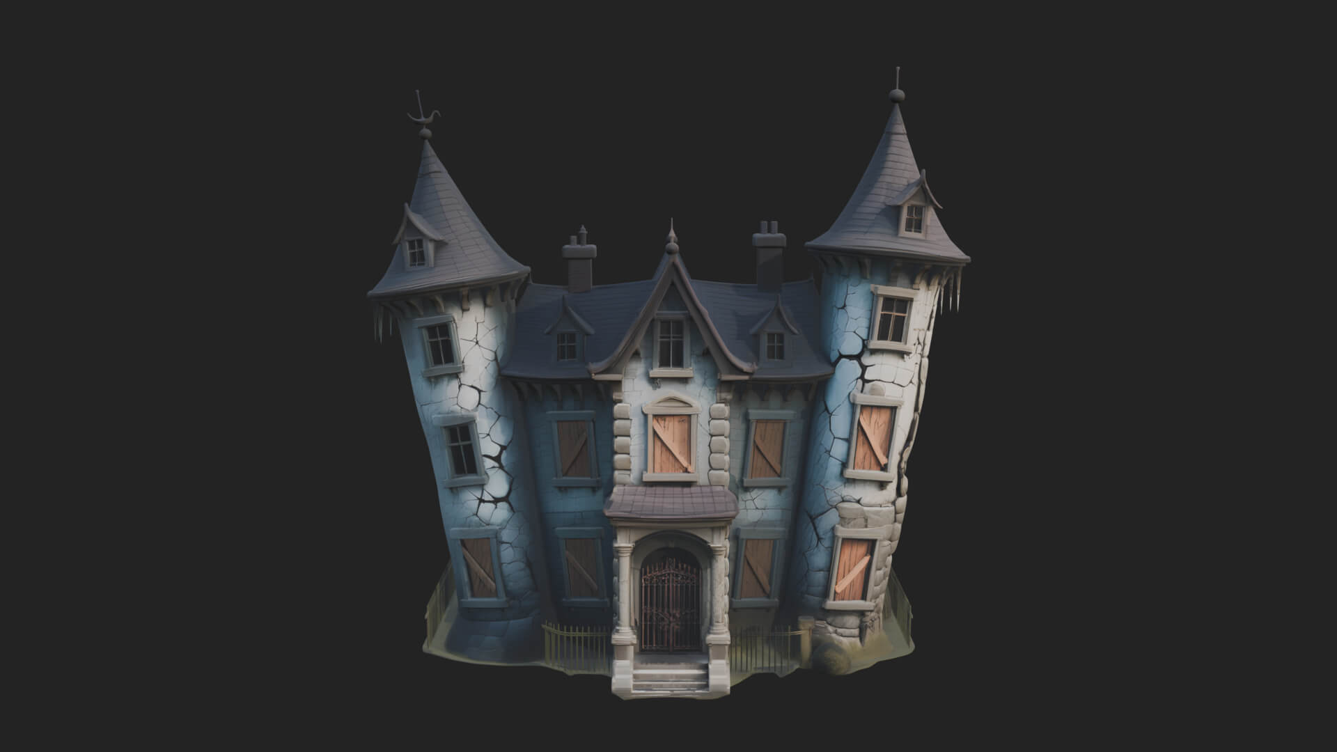 Victorian Spire Mansion Model Design 8 3D Print Model 3D Model