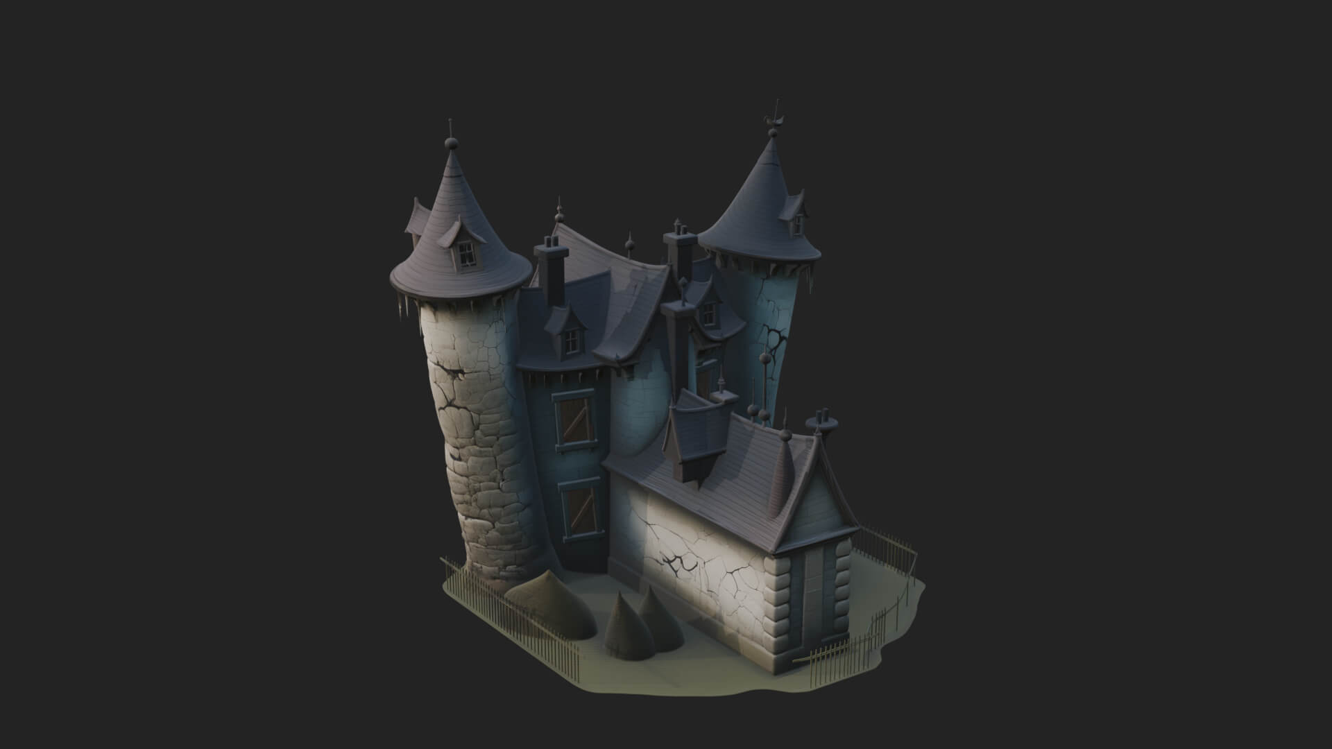 Victorian Spire Mansion Model Design 8 3D Print Model 3D Model