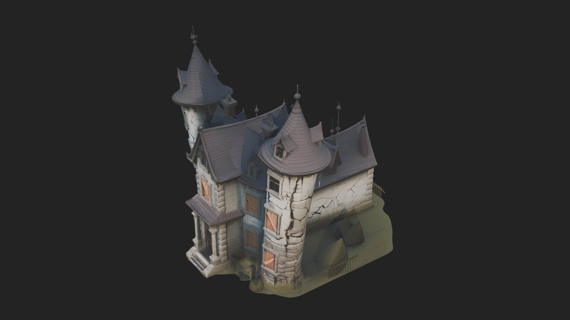 Victorian Spire Mansion Model Design 8 3D Print Model 3D Model