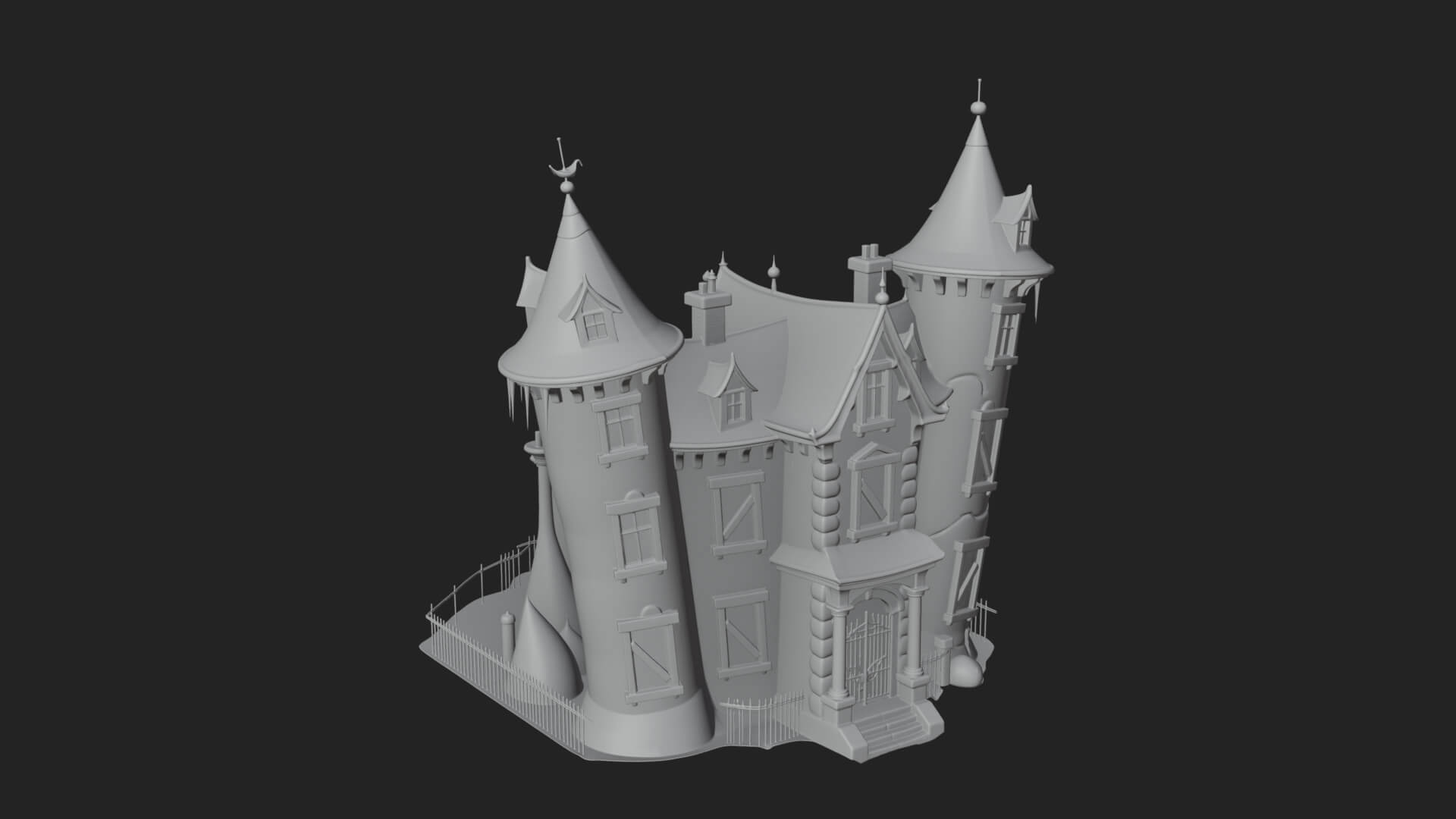 Victorian Spire Mansion Model Design 8 3D Print Model 3D Model