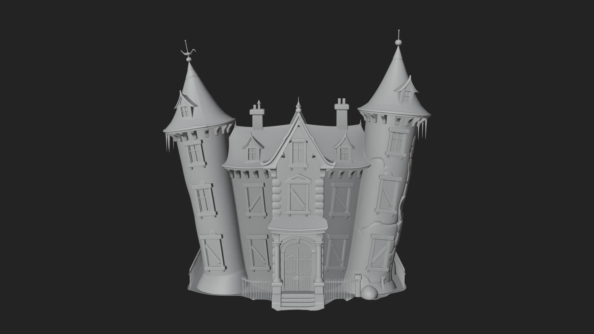 Victorian Spire Mansion Model Design 8 3D Print Model 3D Model