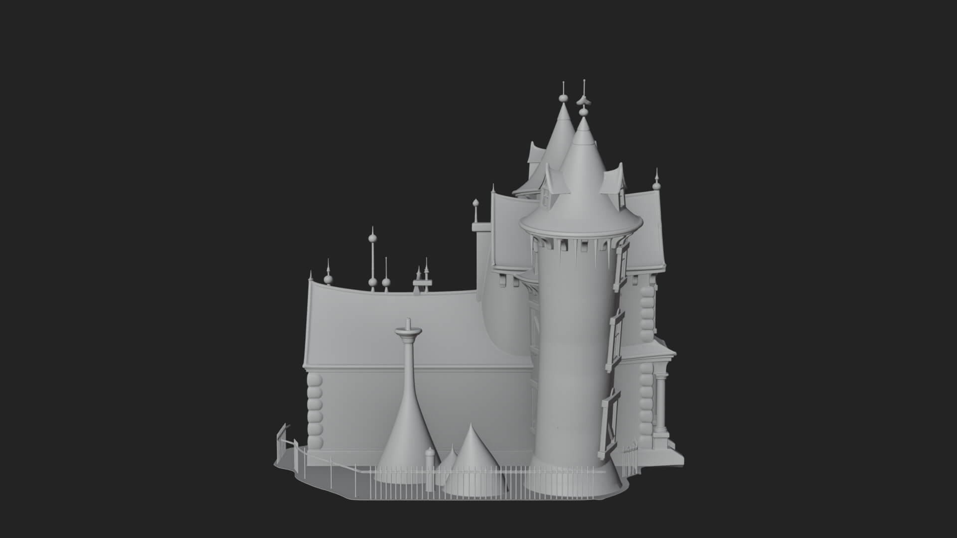 Victorian Spire Mansion Model Design 8 3D Print Model 3D Model