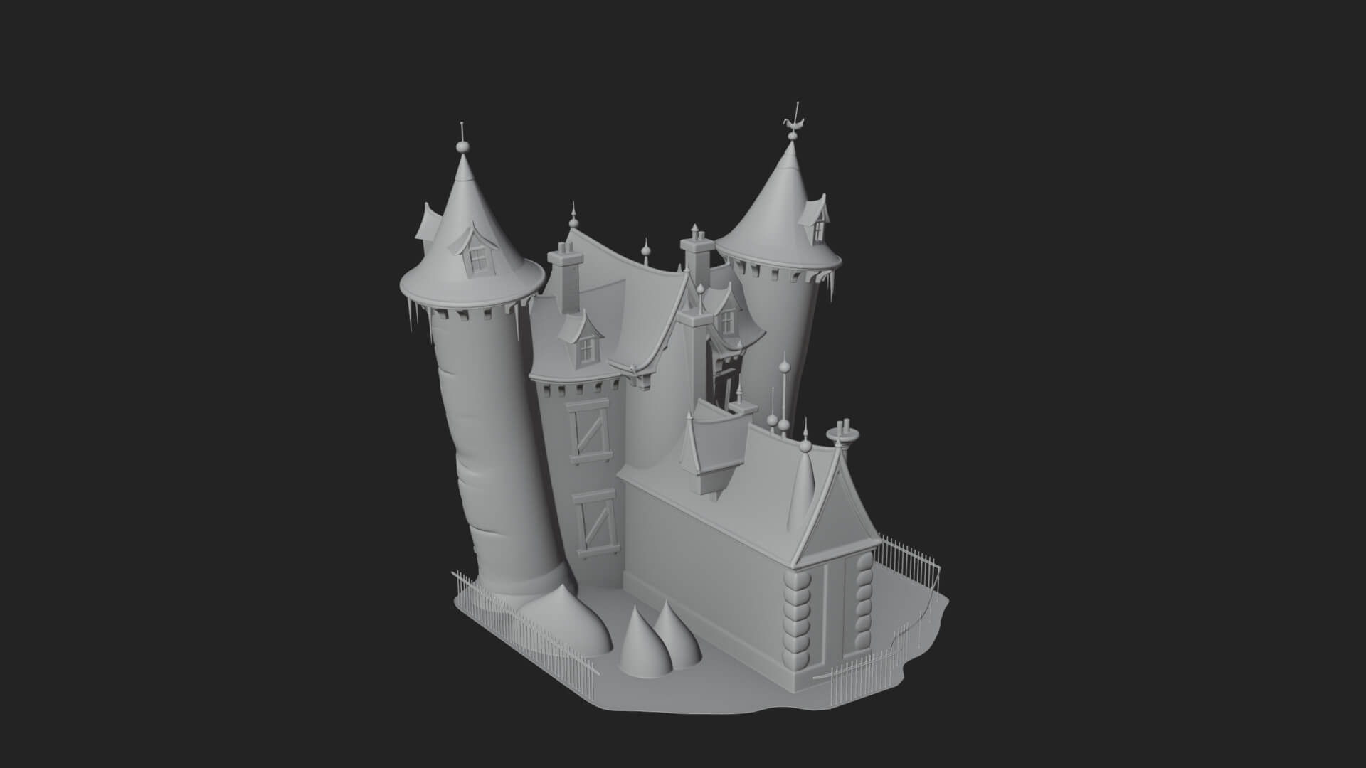 Victorian Spire Mansion Model Design 8 3D Print Model 3D Model