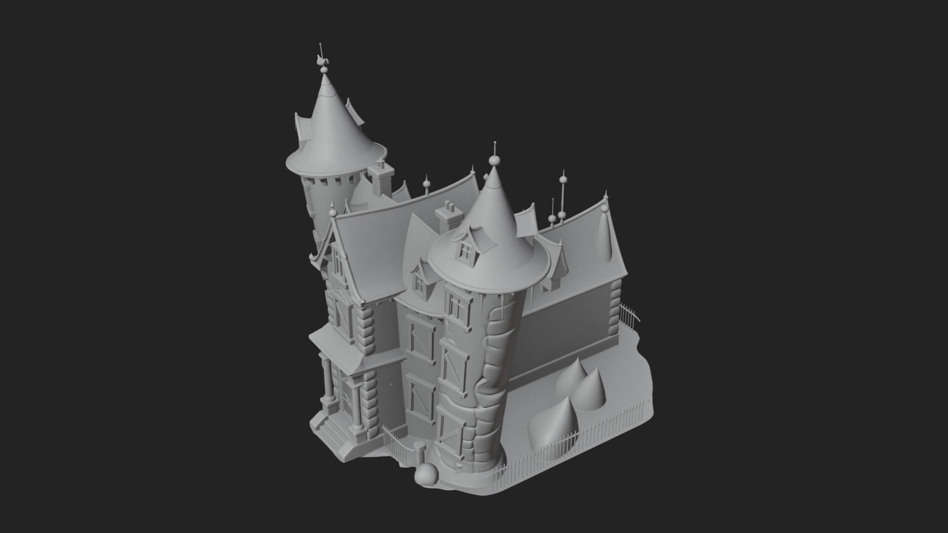 Victorian Spire Mansion Model Design 8 3D Print Model 3D Model