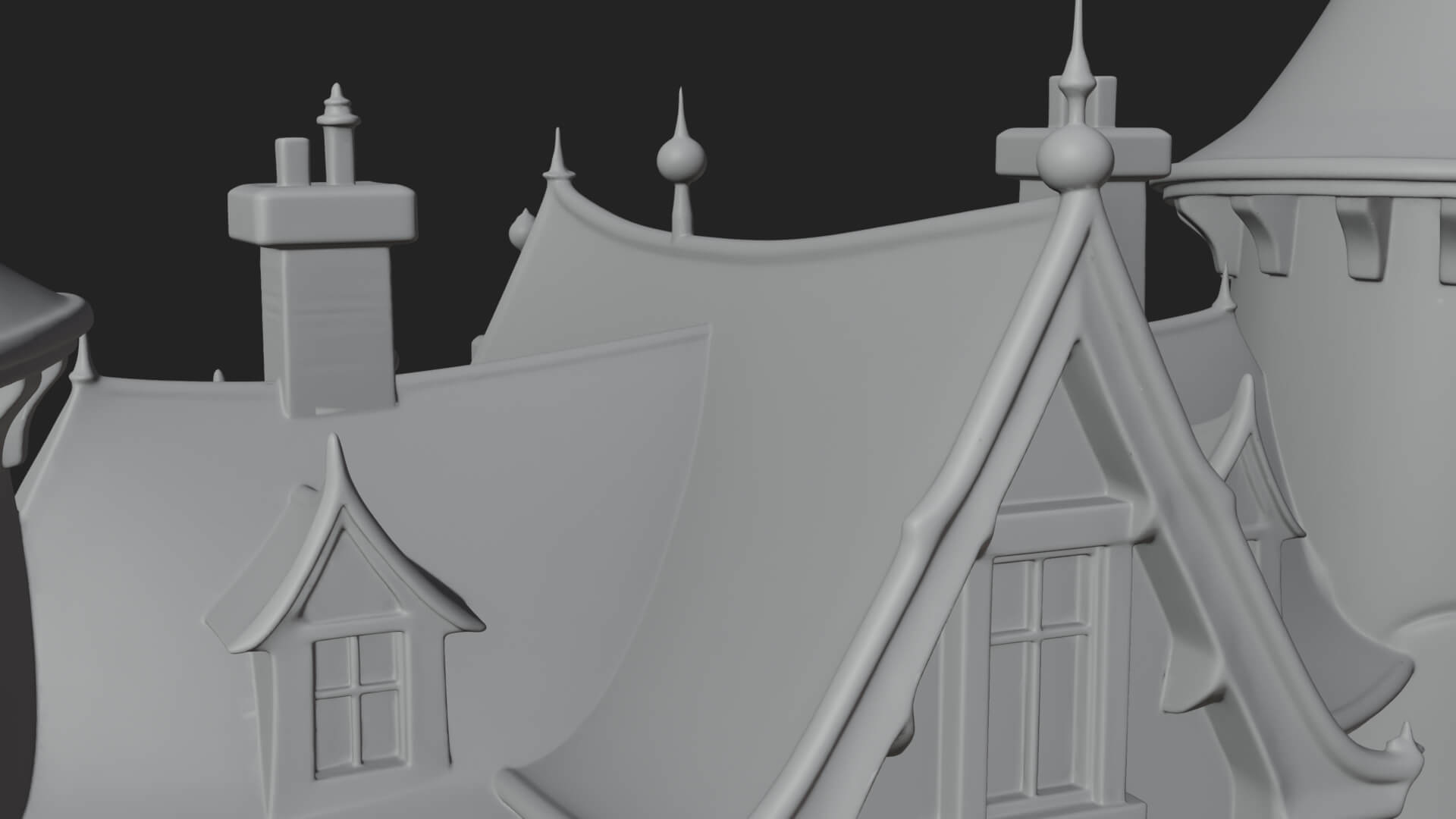 Victorian Spire Mansion Model Design 8 3D Print Model 3D Model