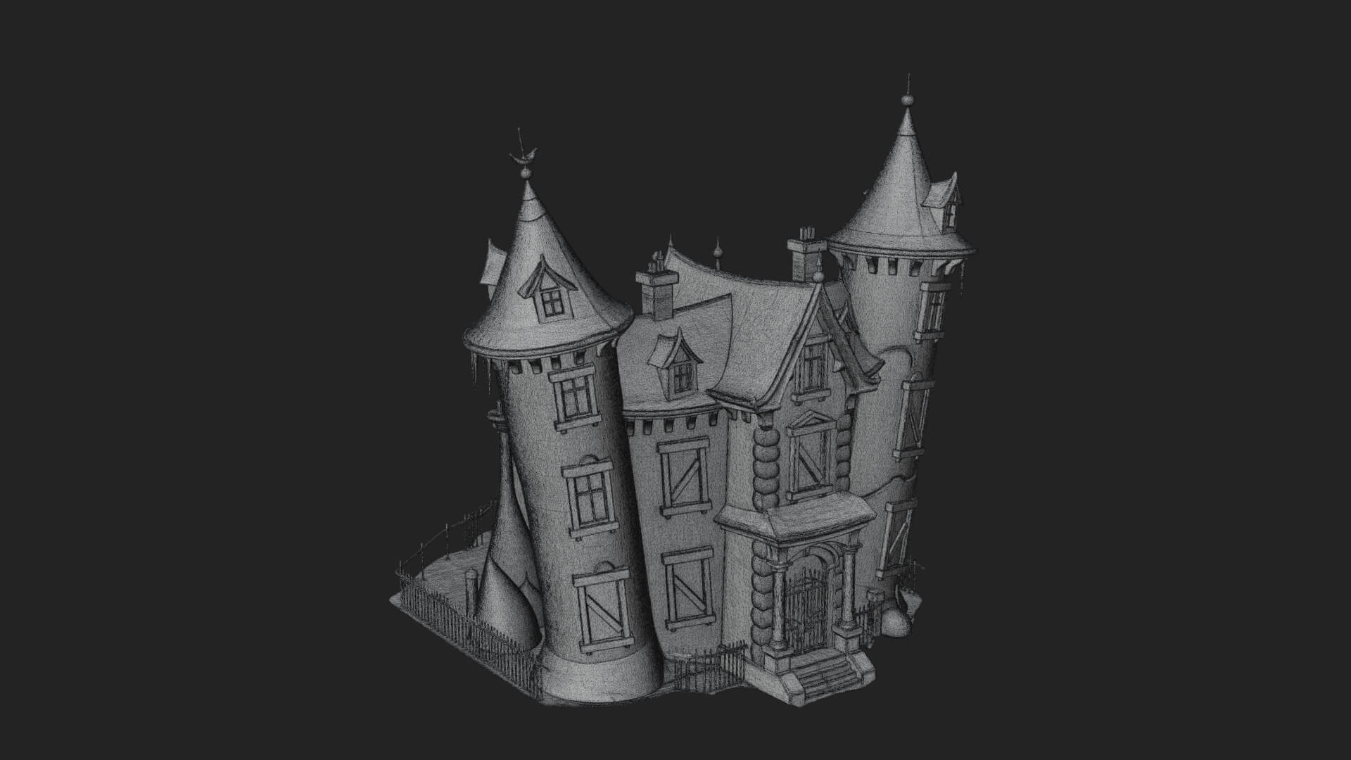 Victorian Spire Mansion Model Design 8 3D Print Model 3D Model