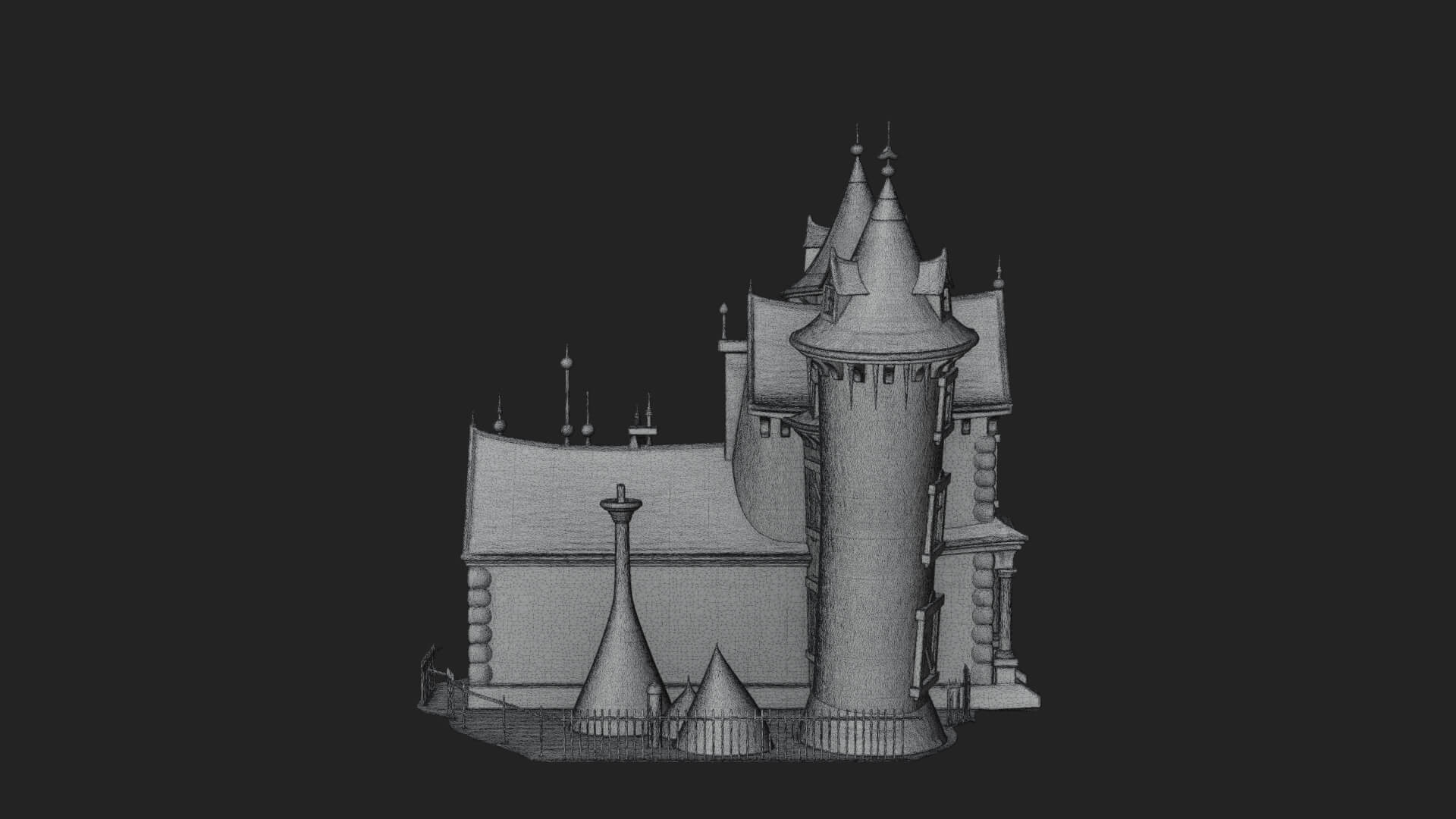 Victorian Spire Mansion Model Design 8 3D Print Model 3D Model
