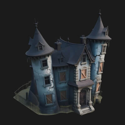 Victorian Spire Mansion Model Design 8 3D Print Model