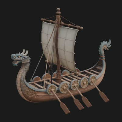 Viking Longship Model Design 13 3D Print Model