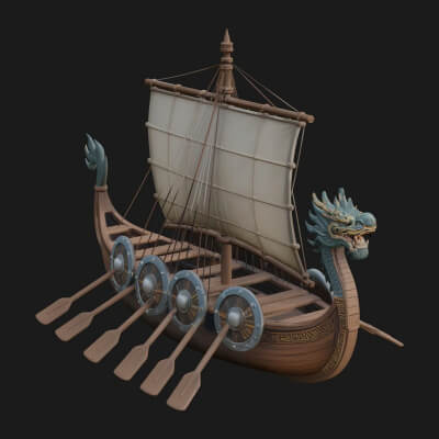Viking Longship Model Design 14 3D Print Model