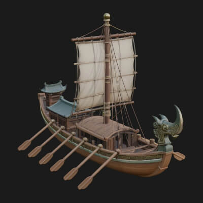 Viking Longship Model Design 16 3D Print Model