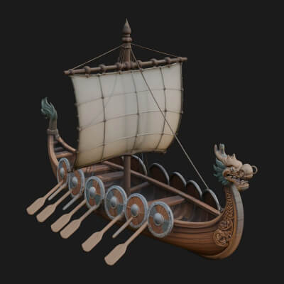 Viking Longship Model Design 2 3D Print Model
