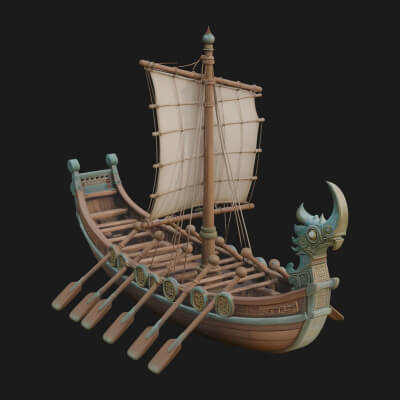 Viking Longship Model Design 20 3D Print Model