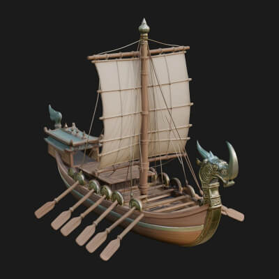 Viking Longship Model Design 24 3D Print Model