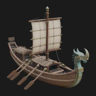 Viking Longship Model Design 4 3D Print Model