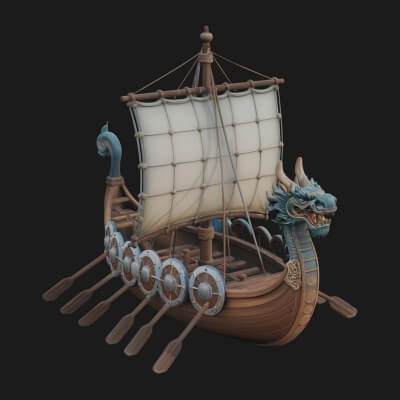 Viking Longship Model Design 6 3D Print Model