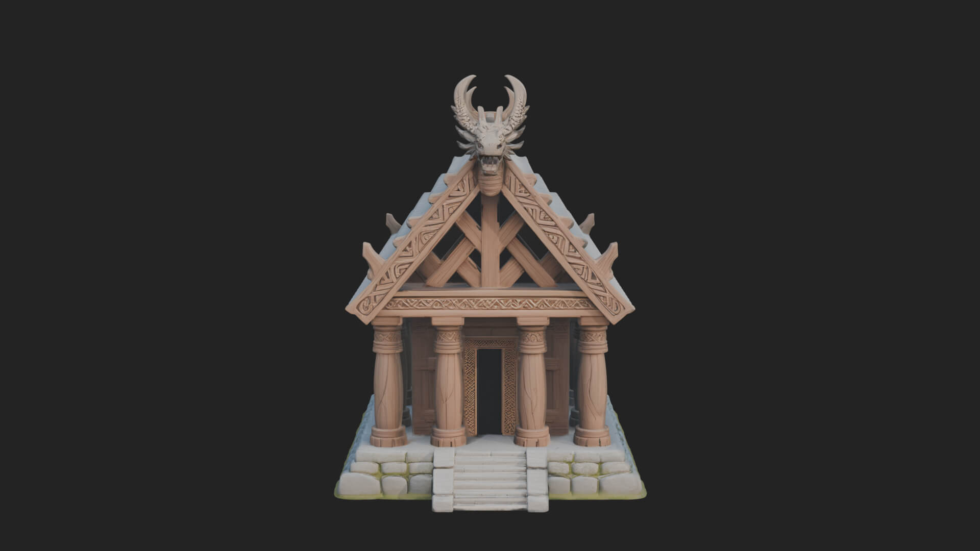 Viking Stave Hall Temple Design 1 3D Print Model 3D Model