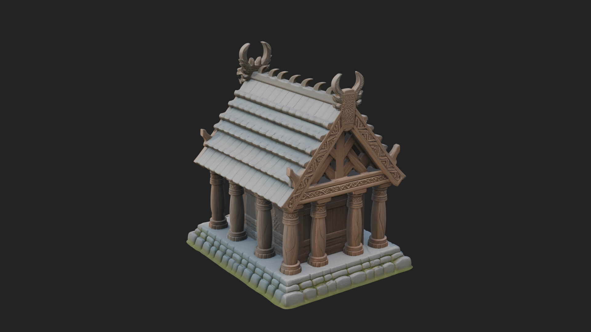Viking Stave Hall Temple Design 1 3D Print Model 3D Model