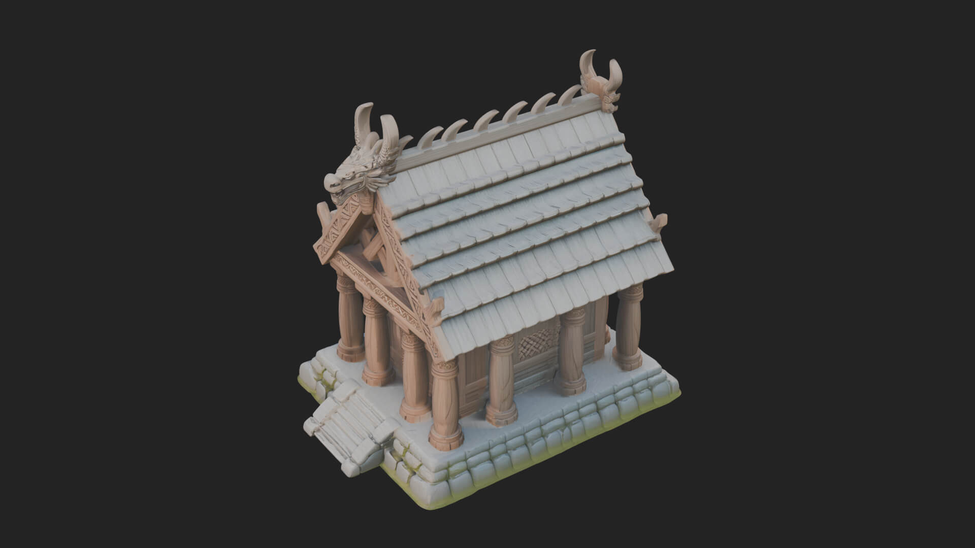 Viking Stave Hall Temple Design 1 3D Print Model 3D Model