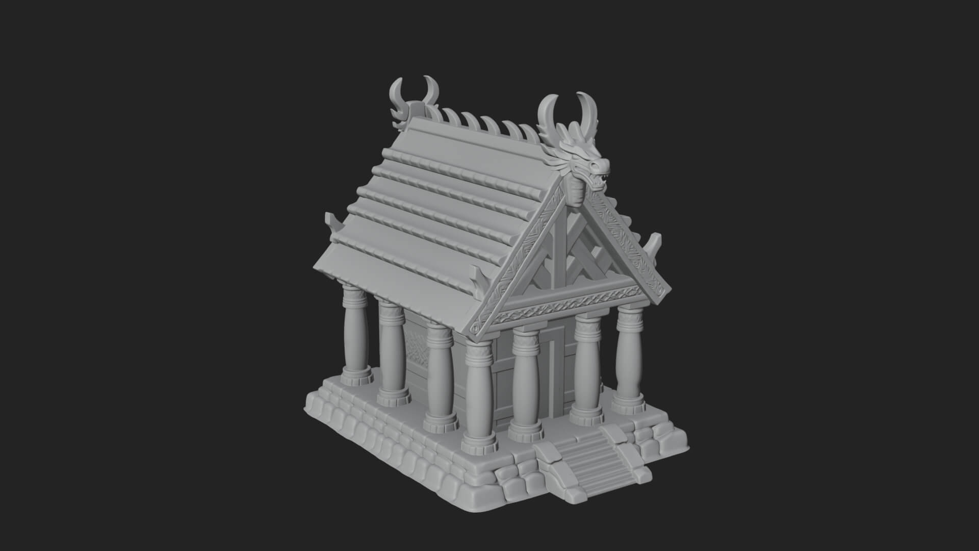 Viking Stave Hall Temple Design 1 3D Print Model 3D Model