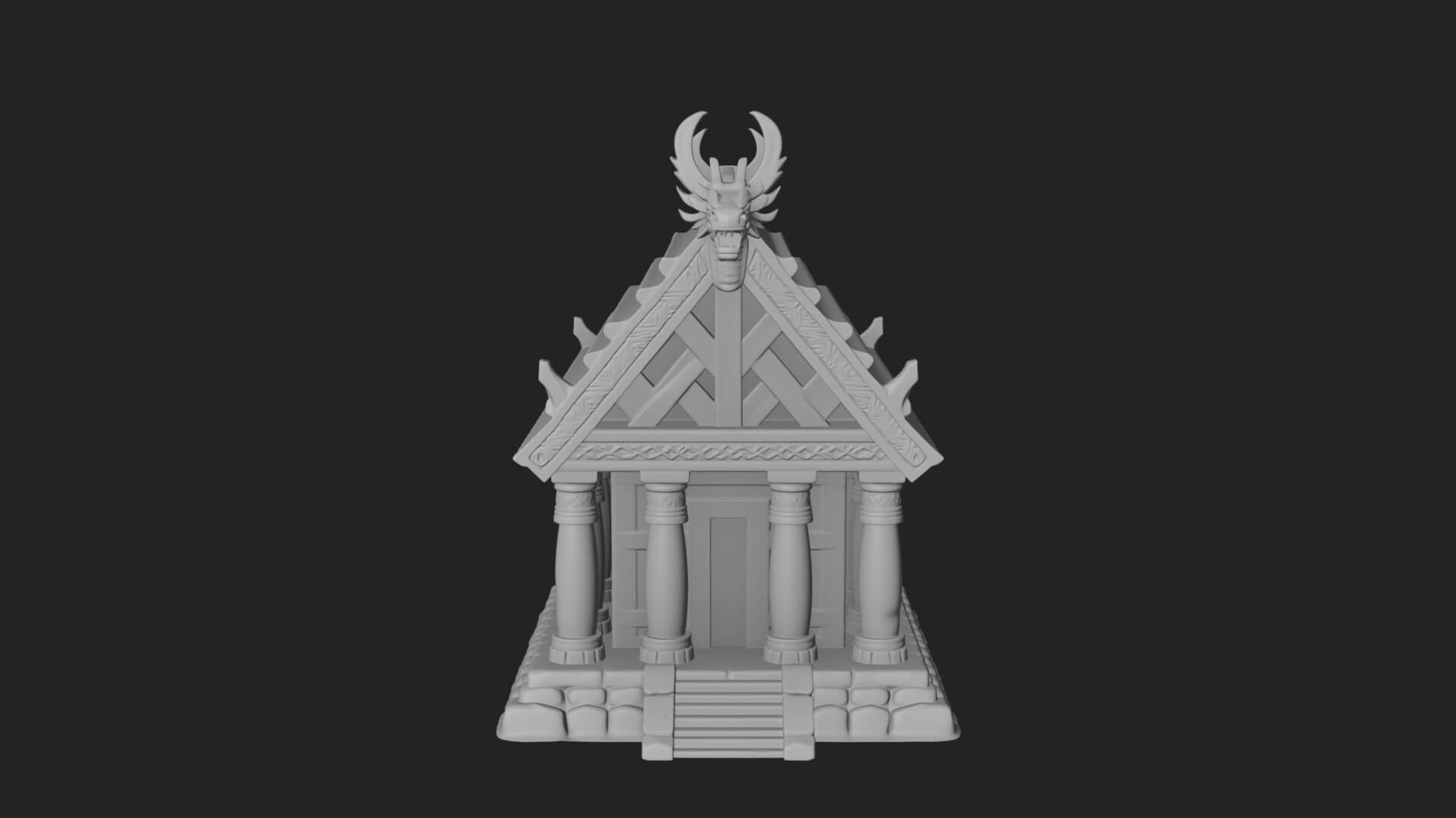 Viking Stave Hall Temple Design 1 3D Print Model 3D Model