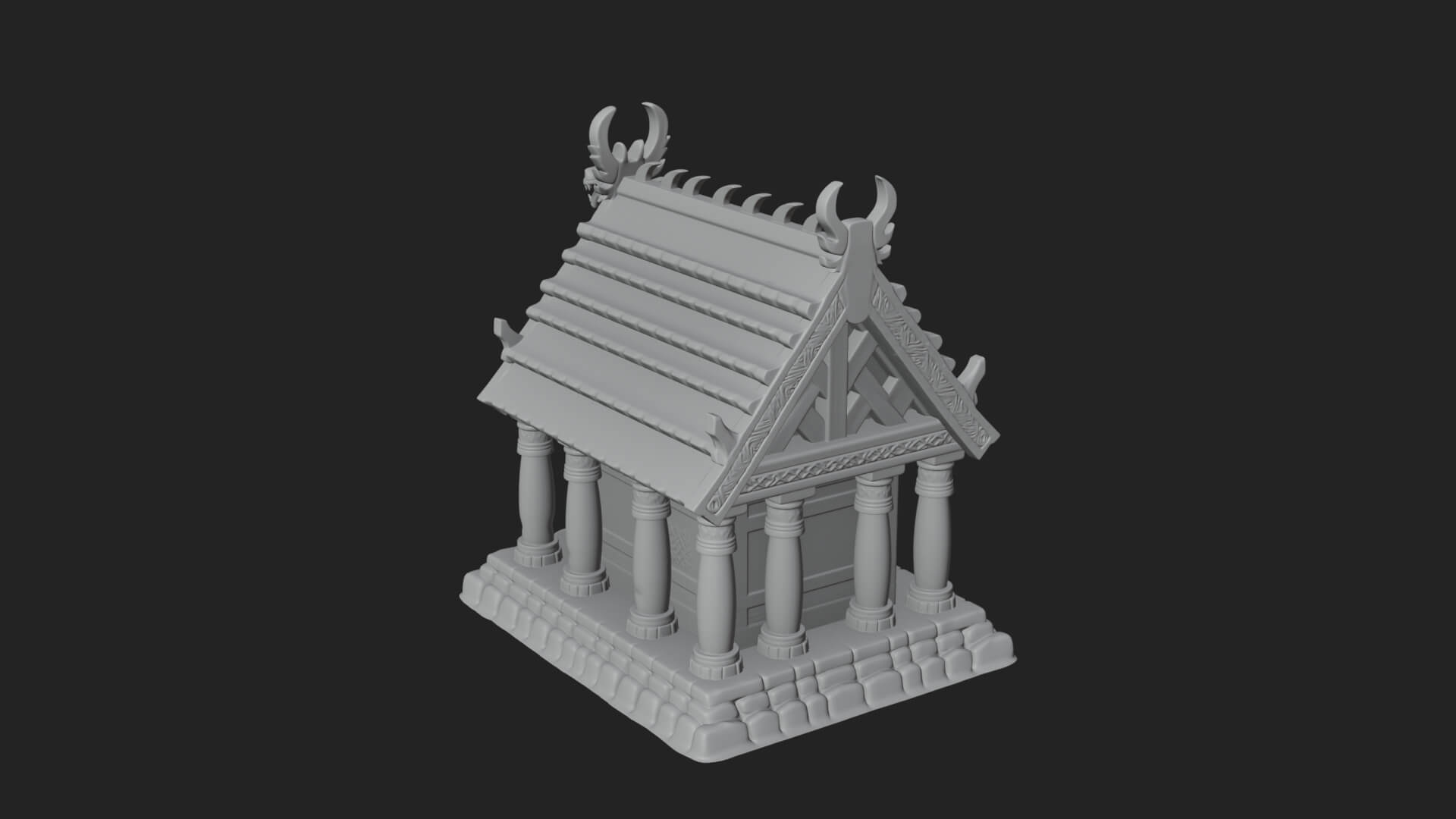Viking Stave Hall Temple Design 1 3D Print Model 3D Model