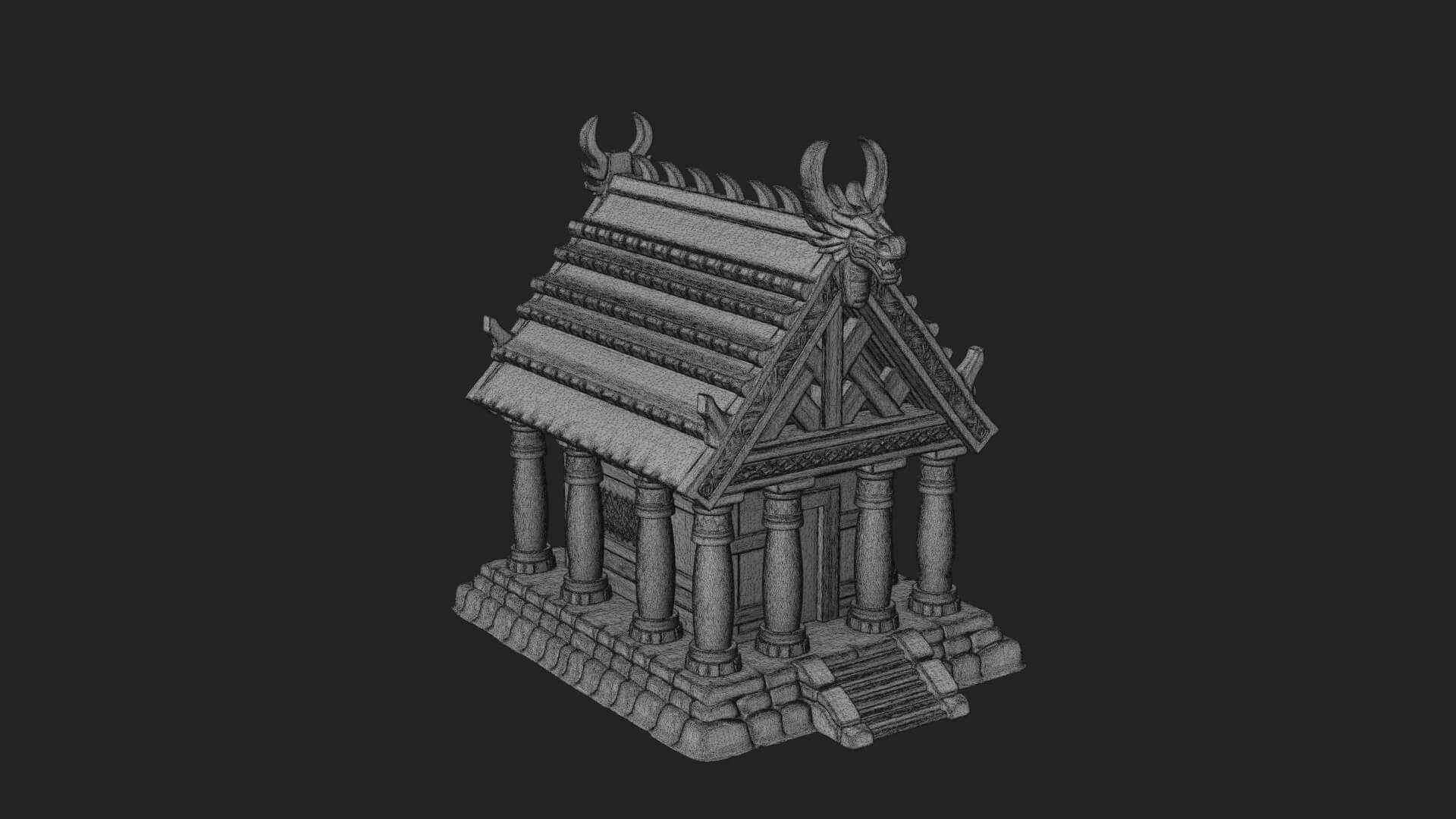 Viking Stave Hall Temple Design 1 3D Print Model 3D Model
