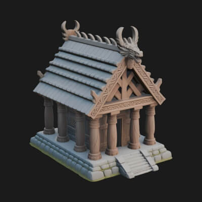 Viking Stave Hall Temple Design 1 3D Print Model