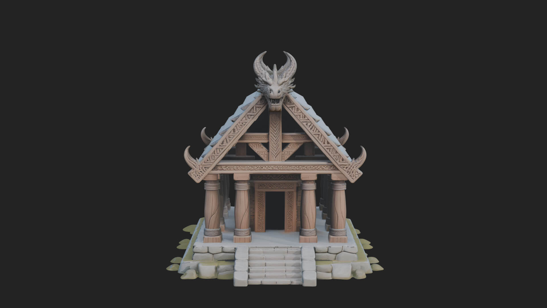 Viking Stave Hall Temple Design 2 3D Print Model 3D Model