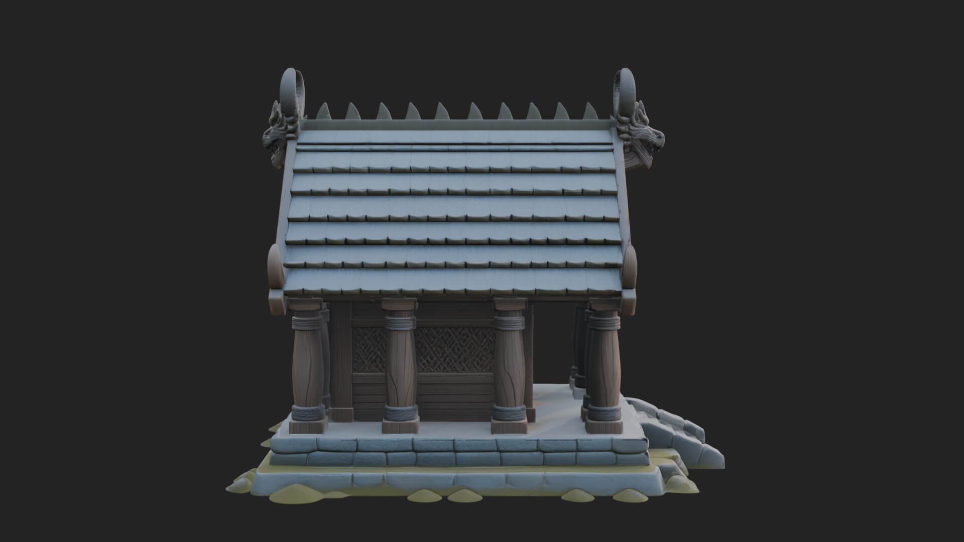 Viking Stave Hall Temple Design 2 3D Print Model 3D Model