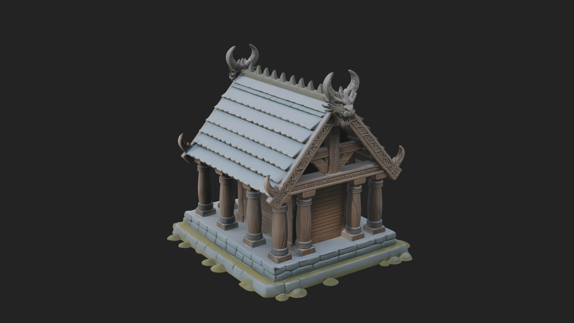 Viking Stave Hall Temple Design 2 3D Print Model 3D Model