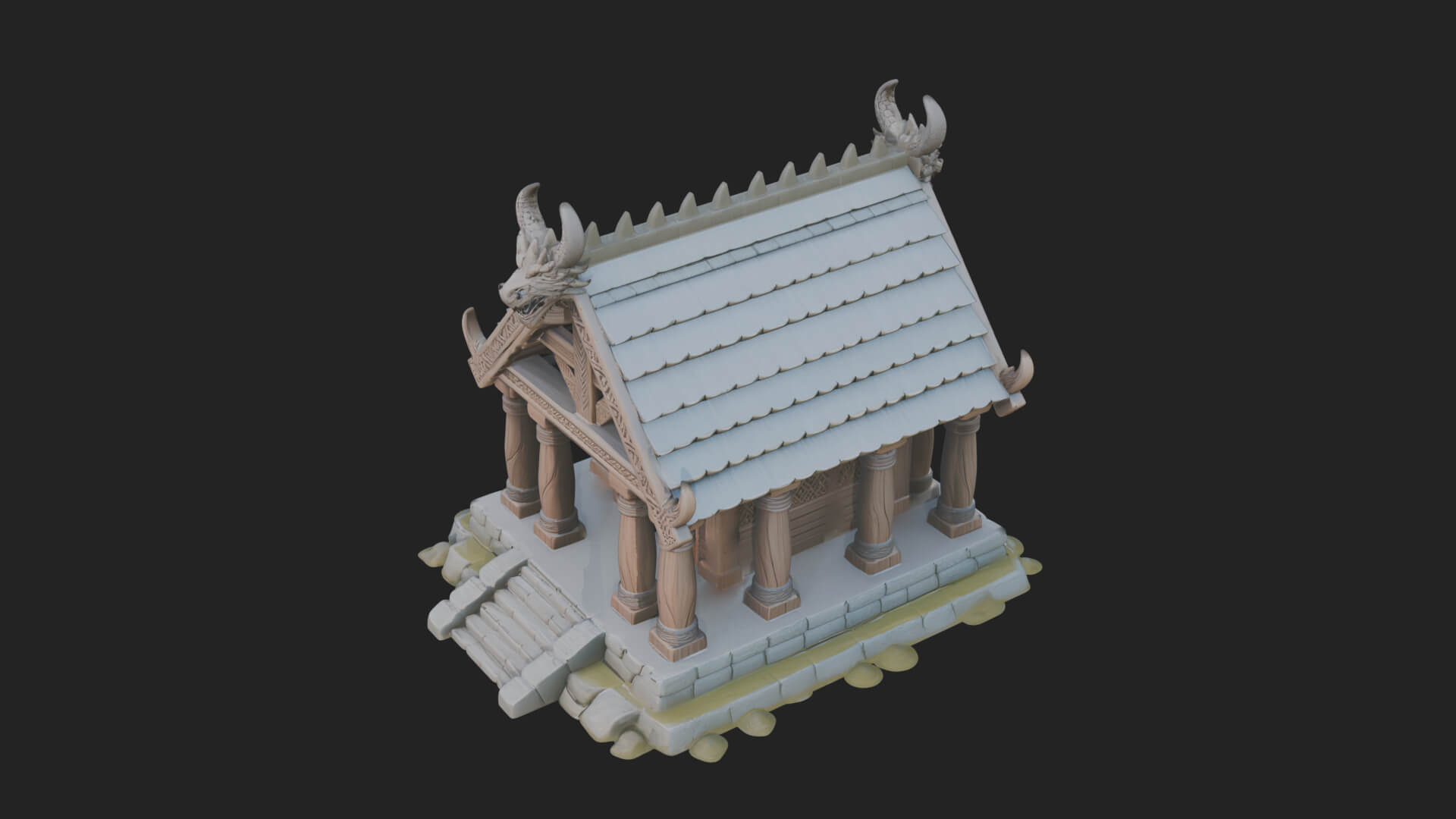 Viking Stave Hall Temple Design 2 3D Print Model 3D Model