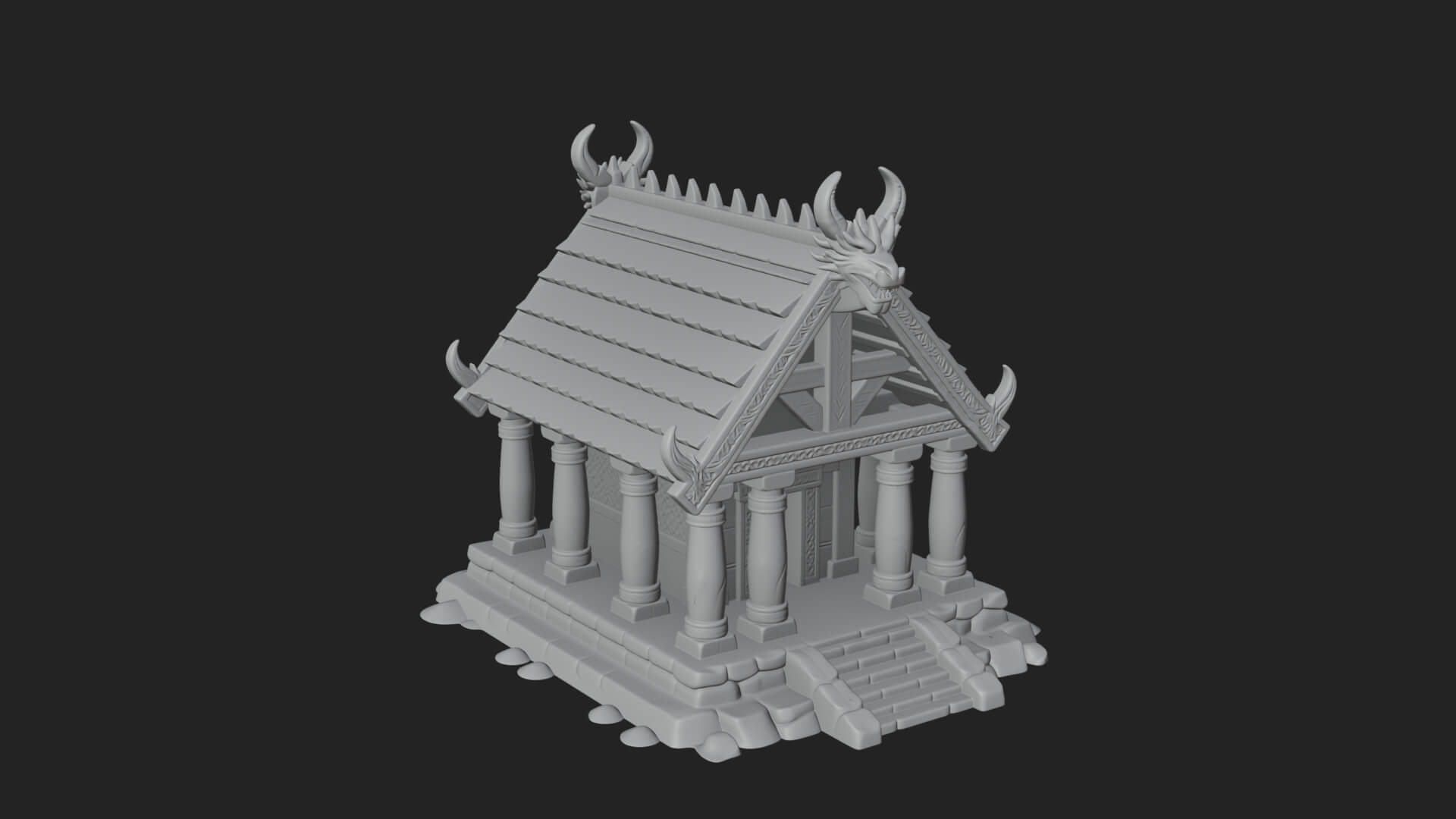 Viking Stave Hall Temple Design 2 3D Print Model 3D Model