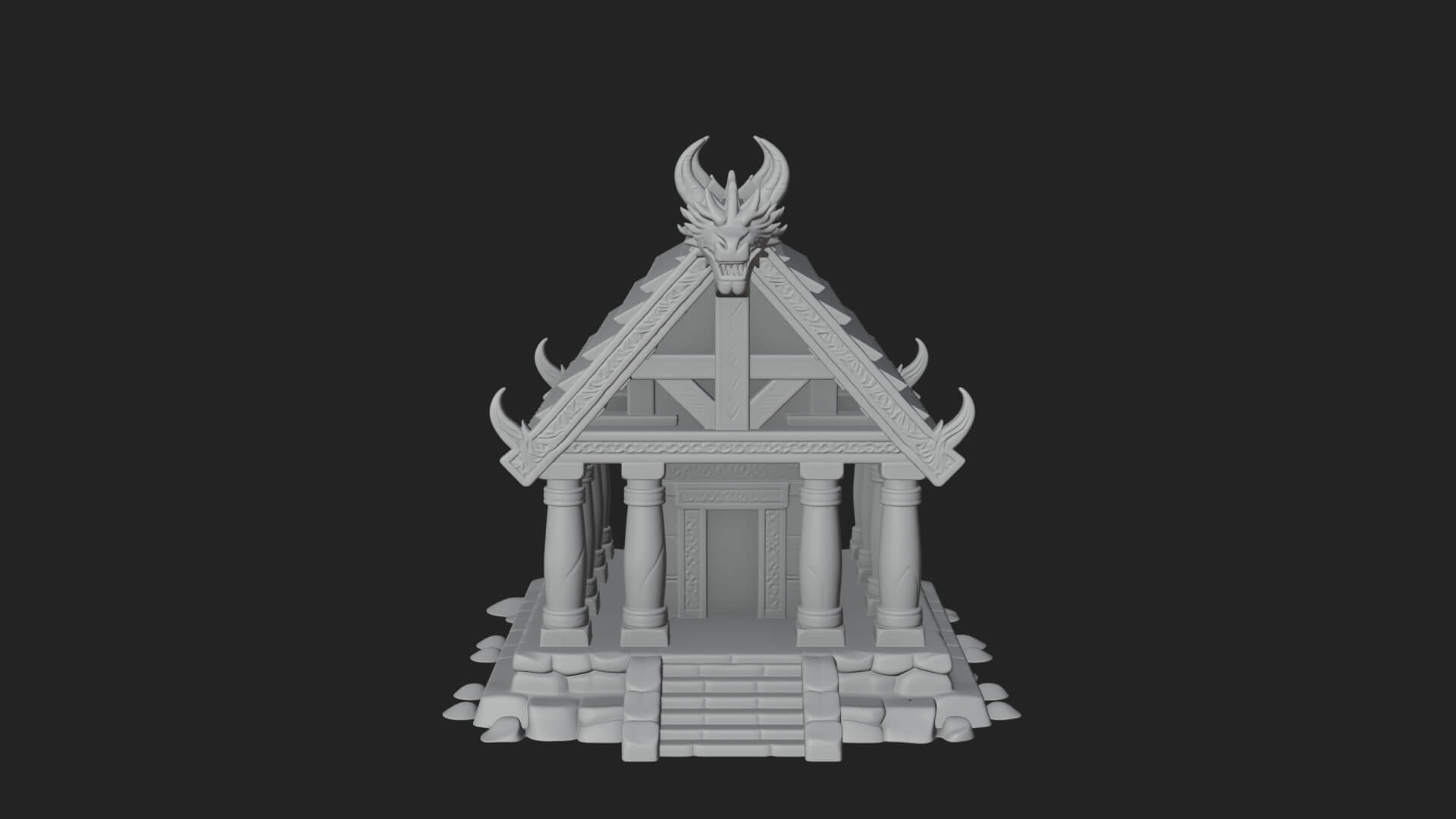 Viking Stave Hall Temple Design 2 3D Print Model 3D Model